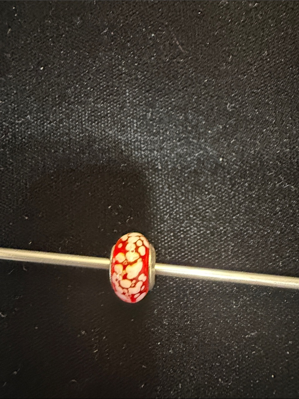 Red and Cream Murano-Style Glass Bead Charm
